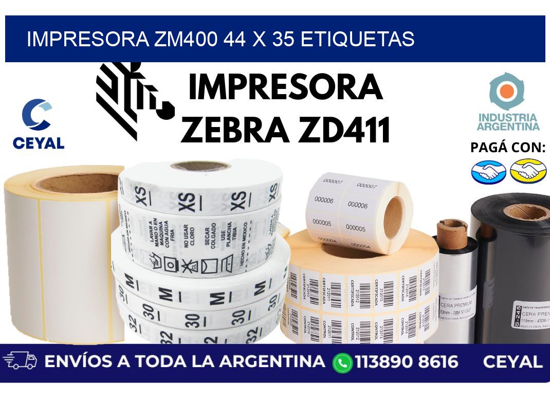 impresora zm400 44 x 35 etiquetas