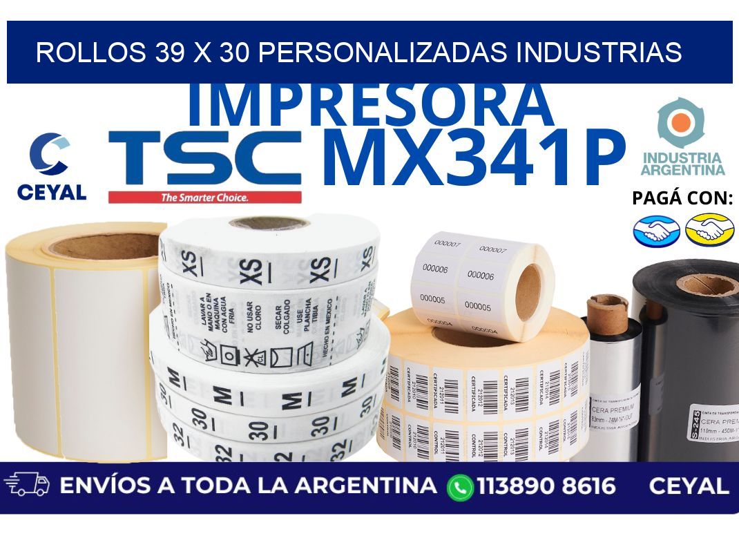 rollos 39 x 30 personalizadas industrias