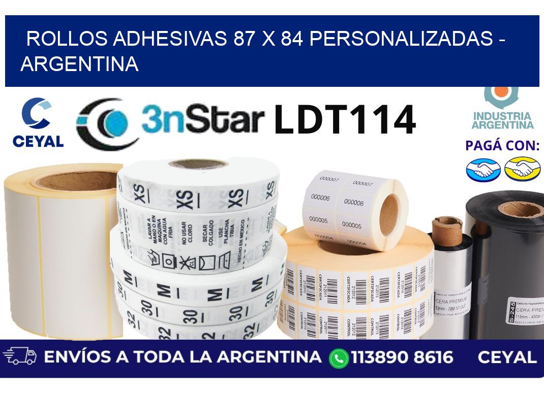 rollos adhesivas 87 x 84 personalizadas - Argentina