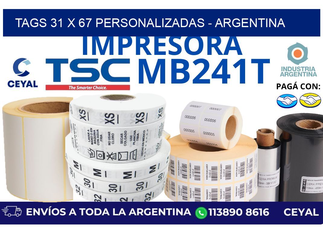 tags 31 x 67 personalizadas - Argentina