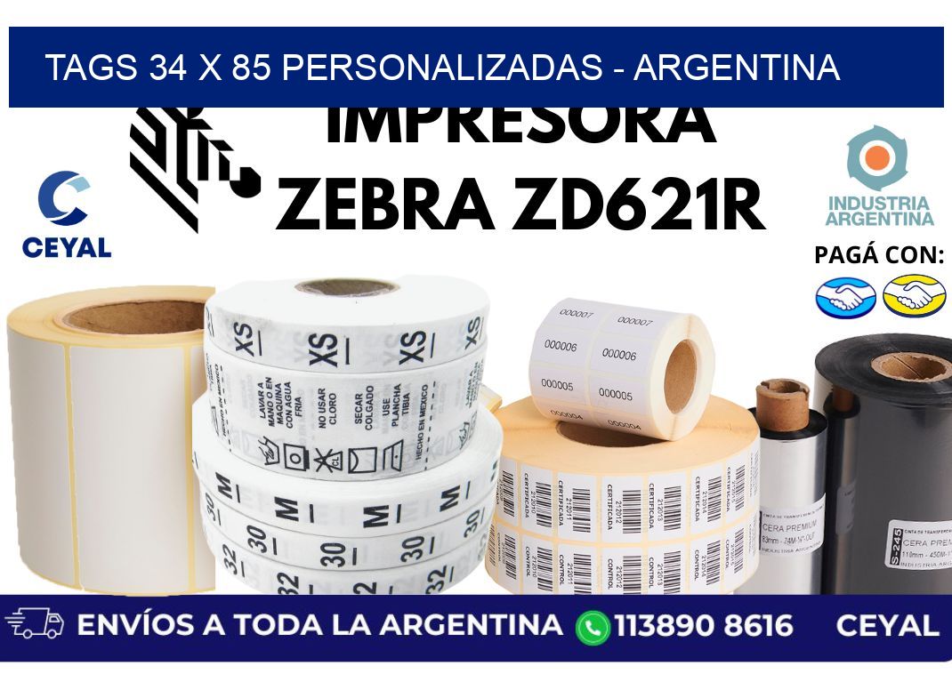 tags 34 x 85 personalizadas - Argentina