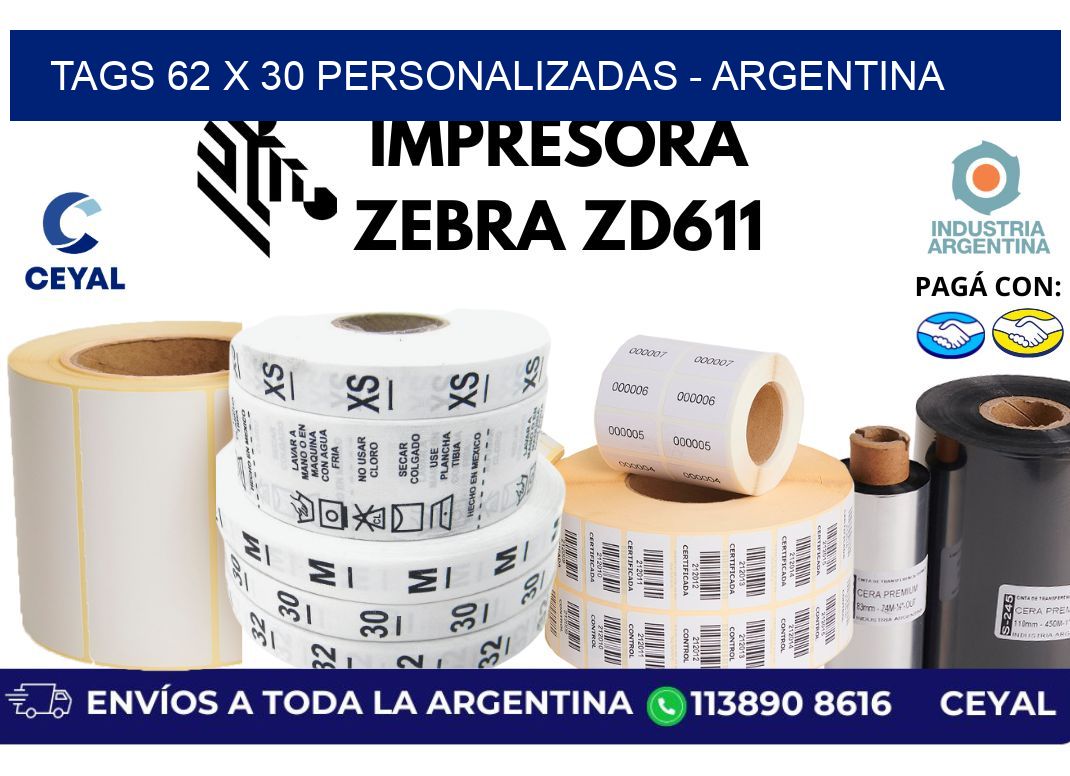 tags 62 x 30 personalizadas - Argentina