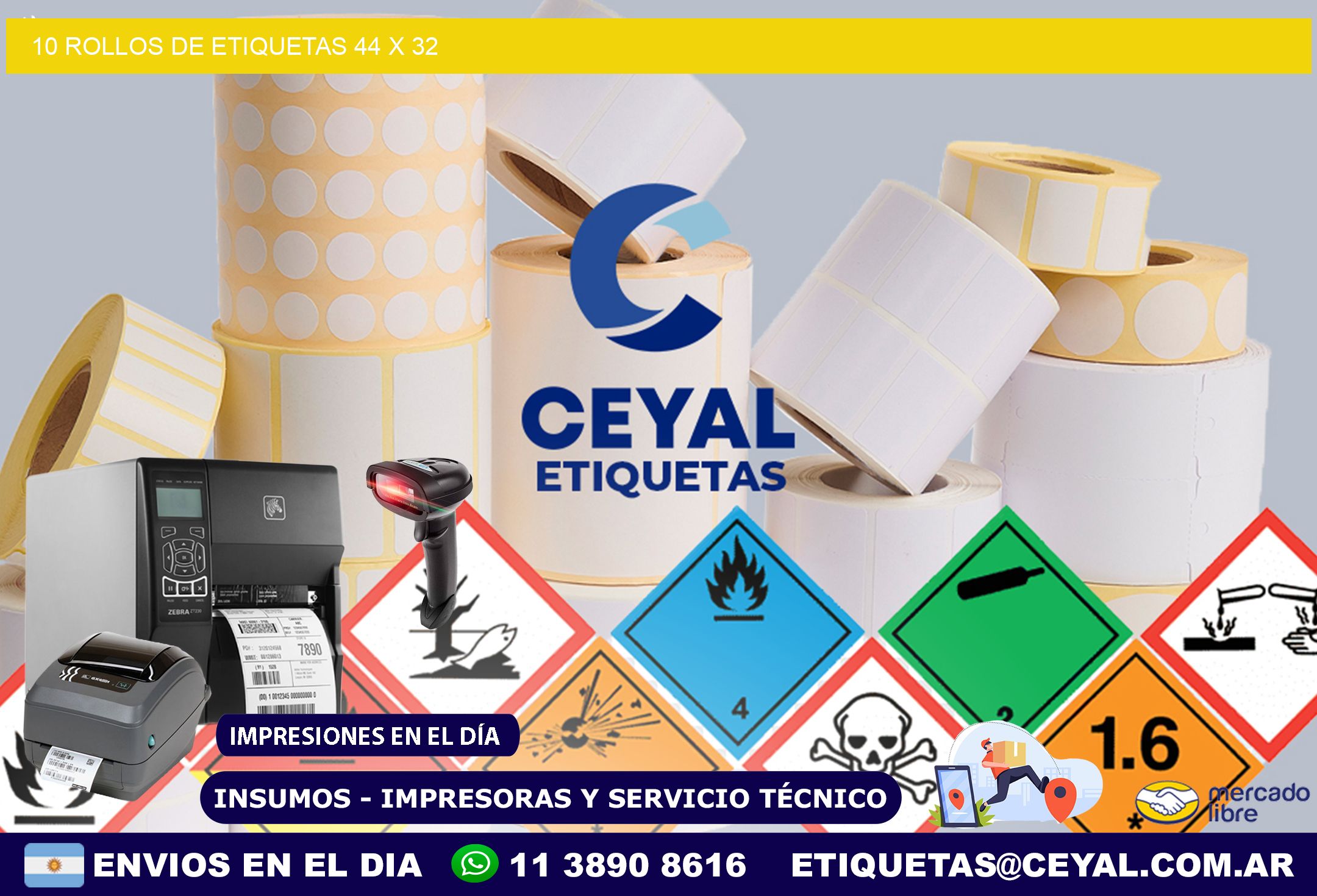 10 ROLLOS DE ETIQUETAS 44 x 32