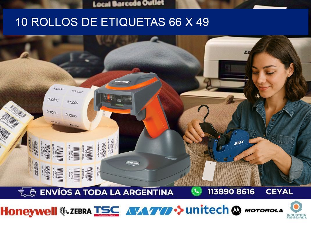 10 ROLLOS DE ETIQUETAS 66 x 49