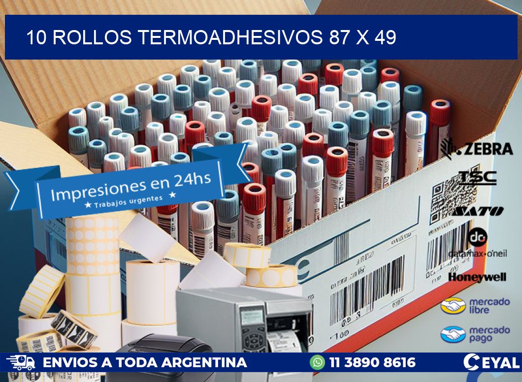 10 ROLLOS TERMOADHESIVOS 87 x 49