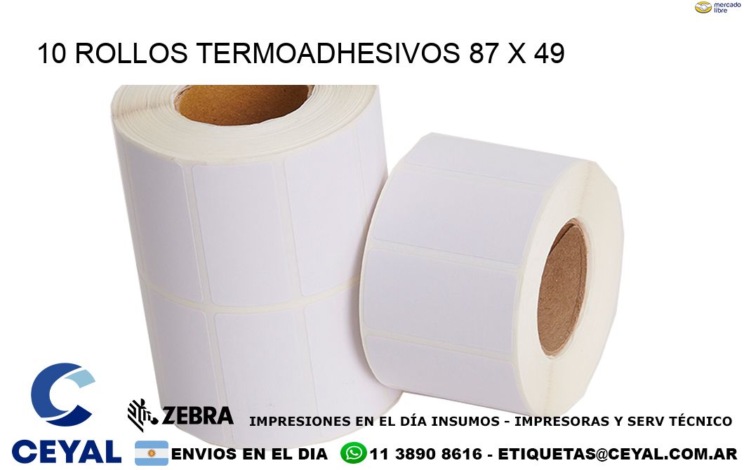 10 ROLLOS TERMOADHESIVOS 87 x 49