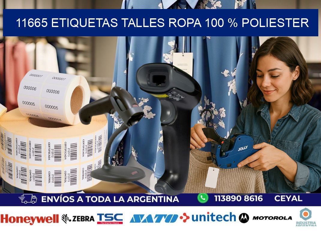 11665 ETIQUETAS TALLES ROPA 100 % POLIESTER