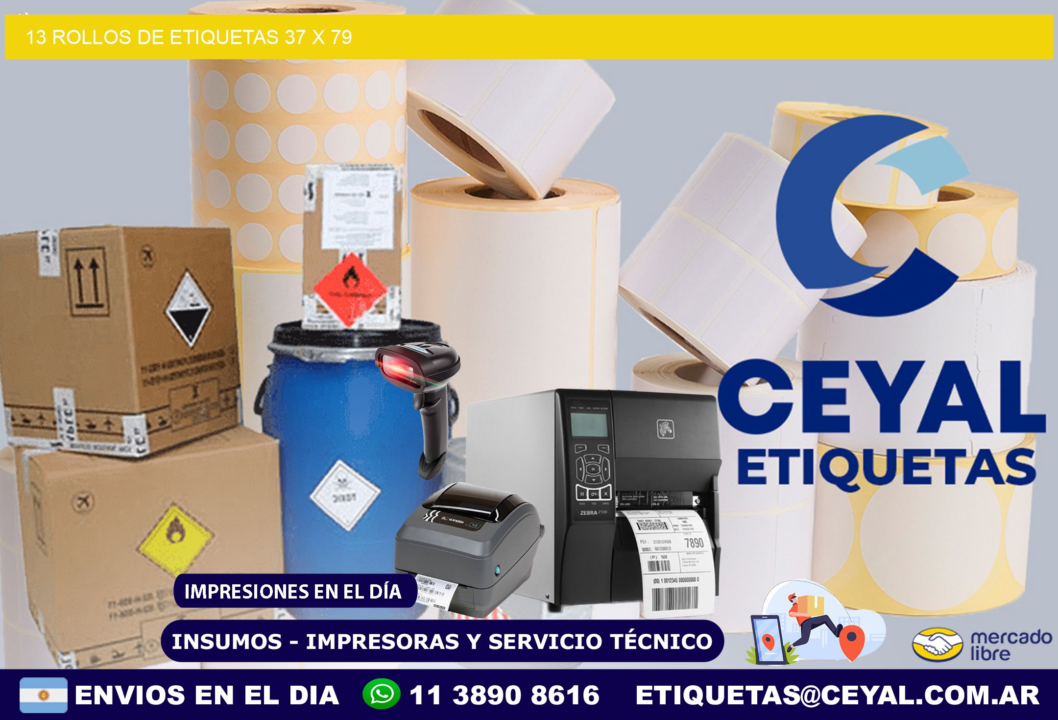 13 ROLLOS DE ETIQUETAS 37 x 79