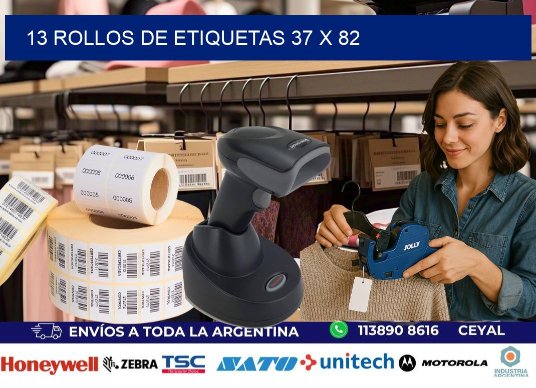 13 ROLLOS DE ETIQUETAS 37 x 82