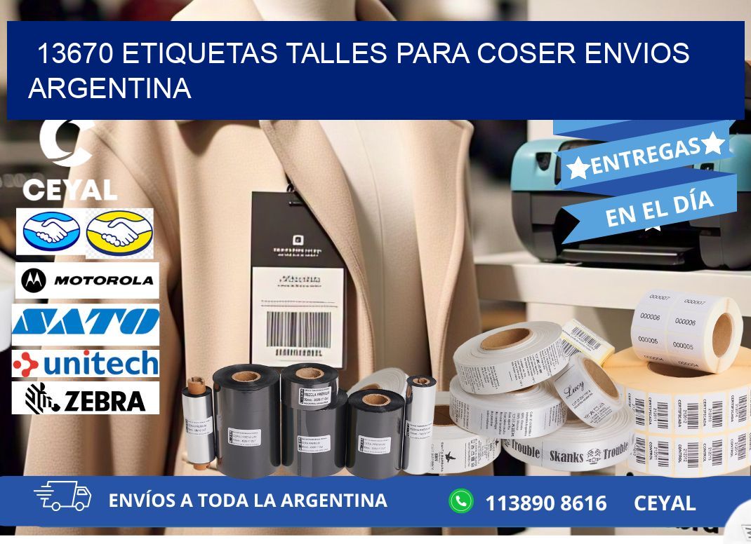 13670 ETIQUETAS TALLES PARA COSER ENVIOS ARGENTINA