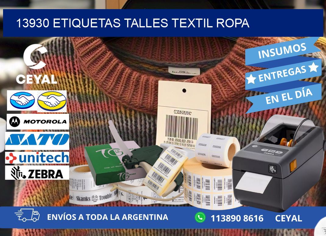 13930 ETIQUETAS TALLES TEXTIL ROPA