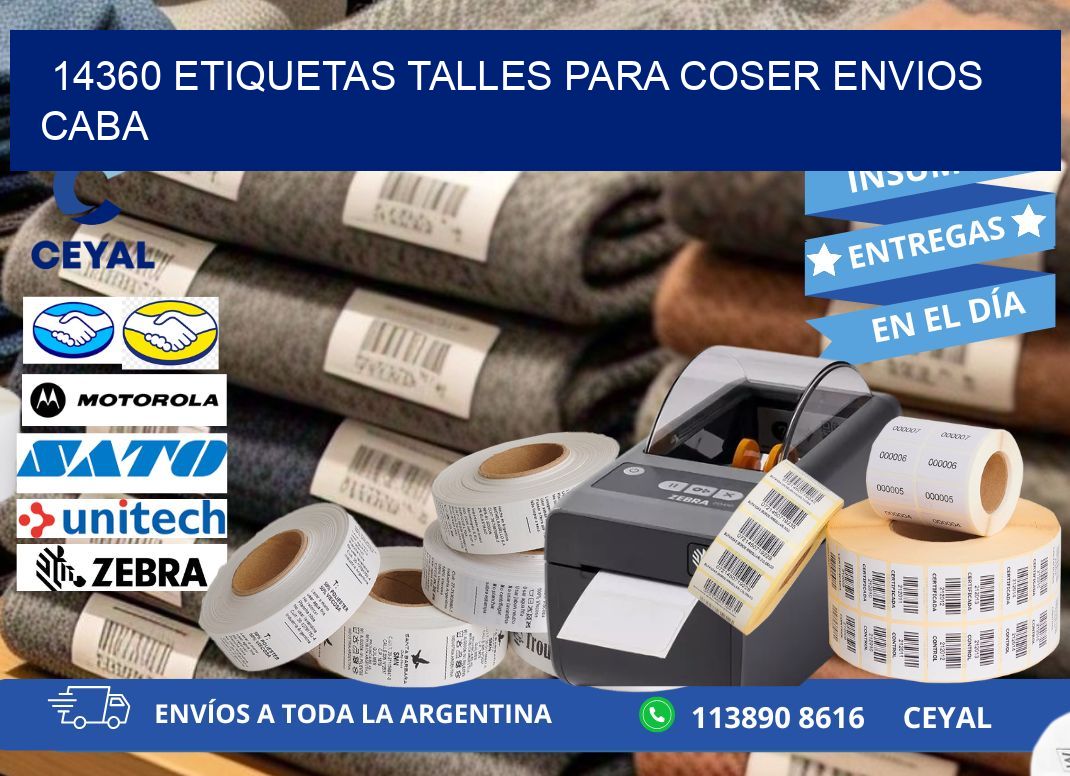 14360 ETIQUETAS TALLES PARA COSER ENVIOS CABA