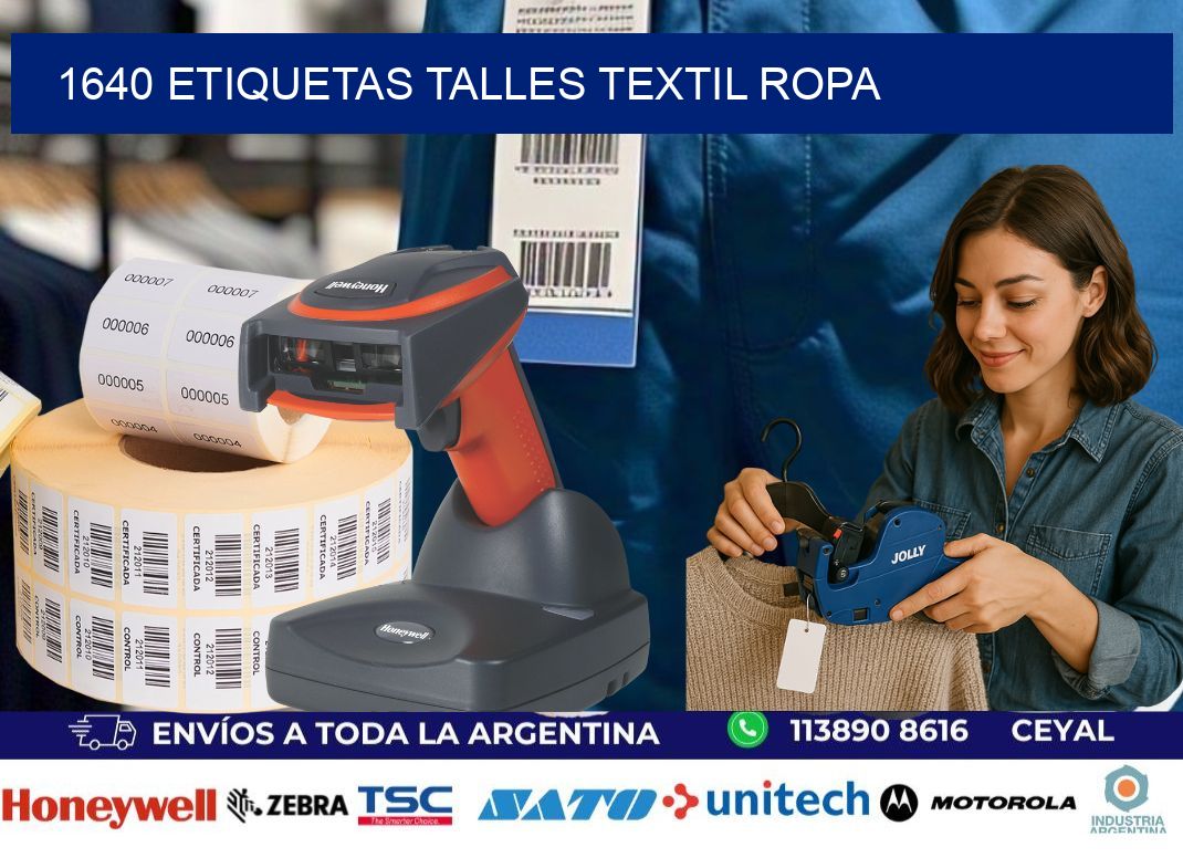1640 ETIQUETAS TALLES TEXTIL ROPA