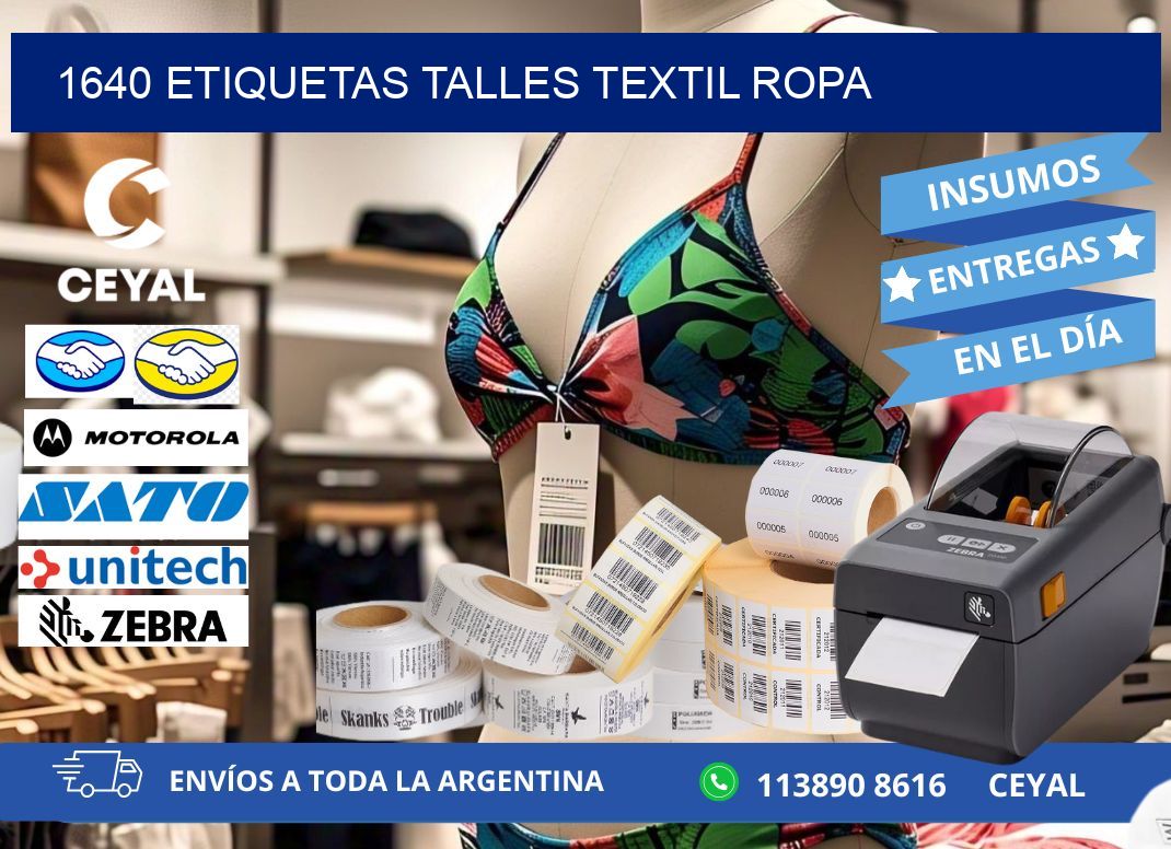 1640 ETIQUETAS TALLES TEXTIL ROPA