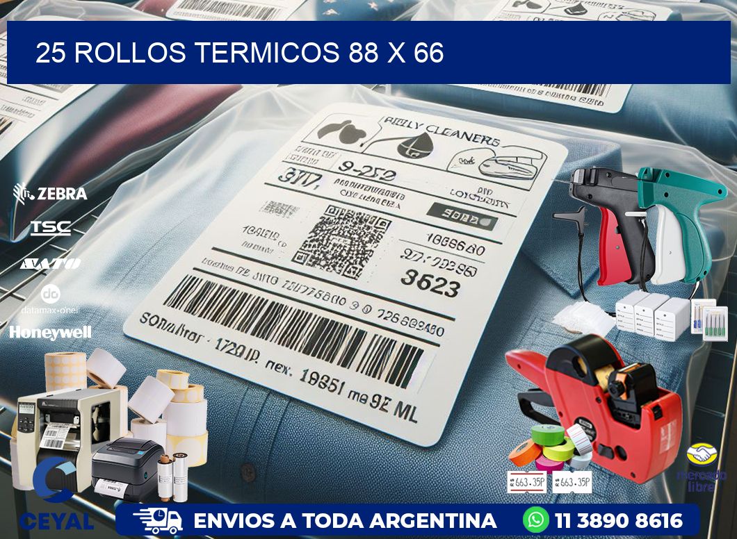 25 ROLLOS TERMICOS 88 x 66