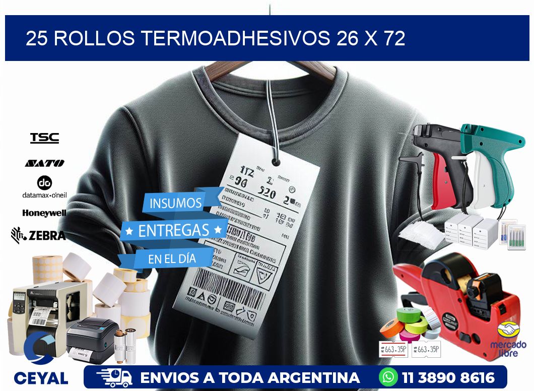 25 ROLLOS TERMOADHESIVOS 26 x 72