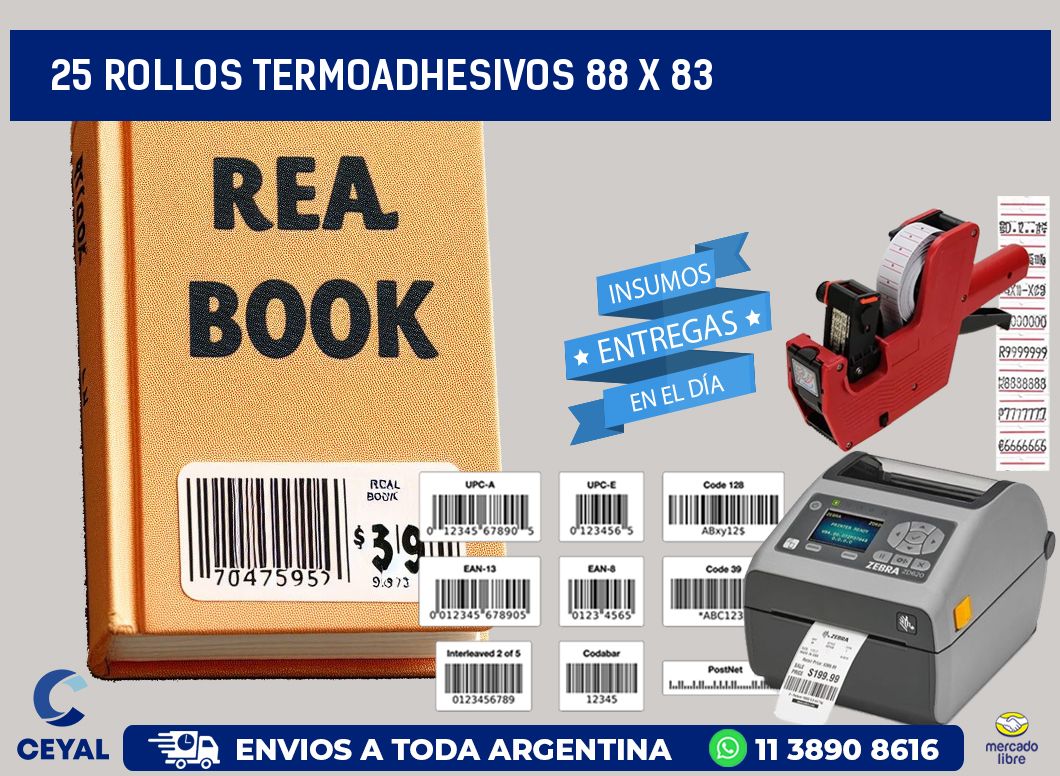 25 ROLLOS TERMOADHESIVOS 88 x 83
