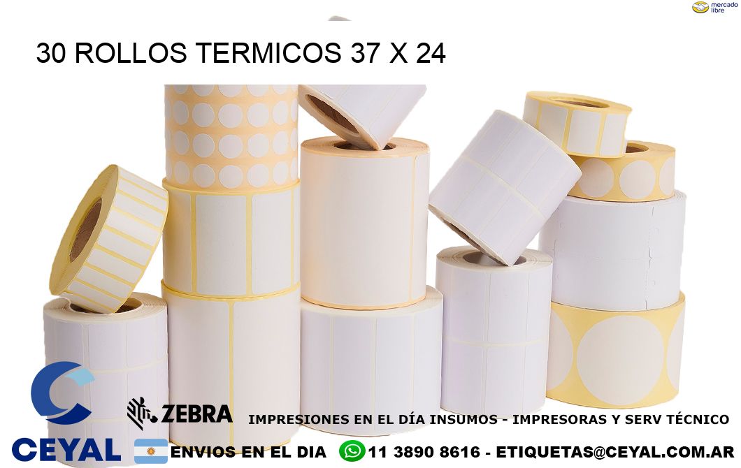 30 ROLLOS TERMICOS 37 x 24
