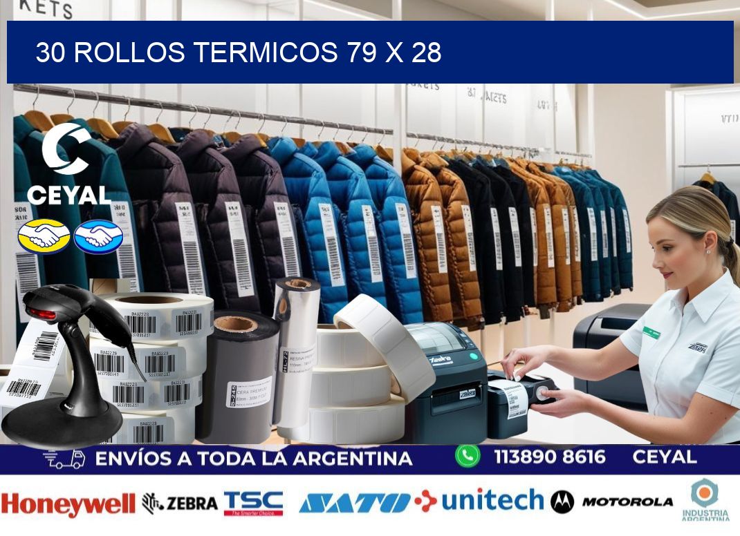 30 ROLLOS TERMICOS 79 x 28