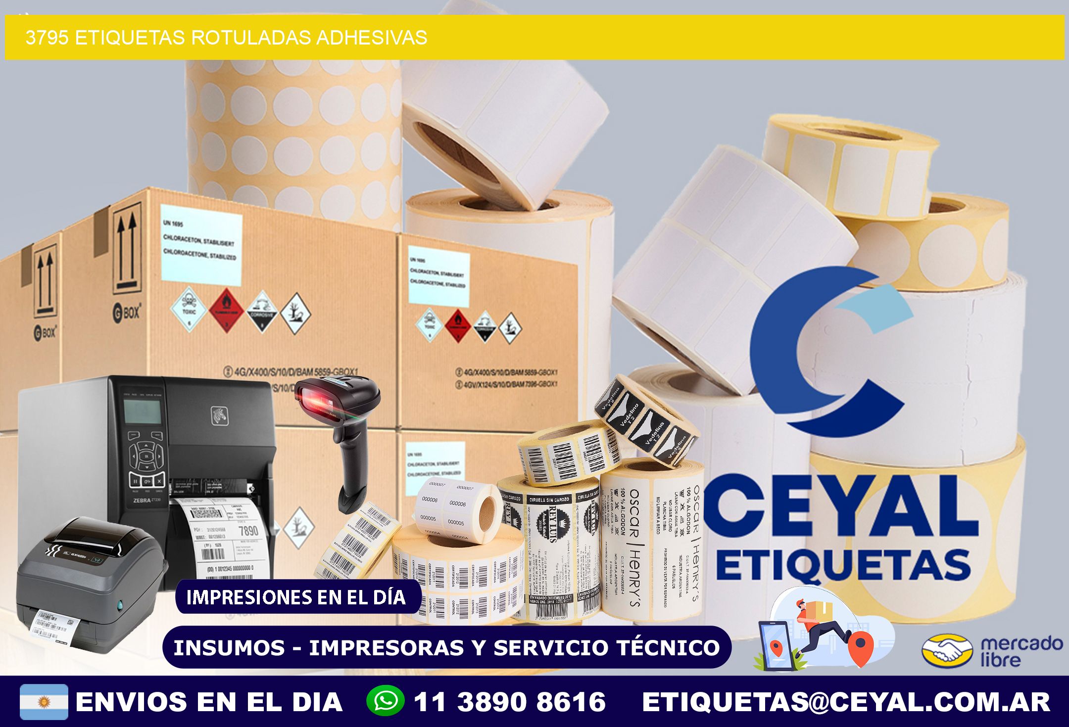 3795 etiquetas rotuladas adhesivas