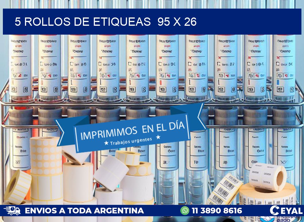 5 ROLLOS DE ETIQUEAS 95 x 26