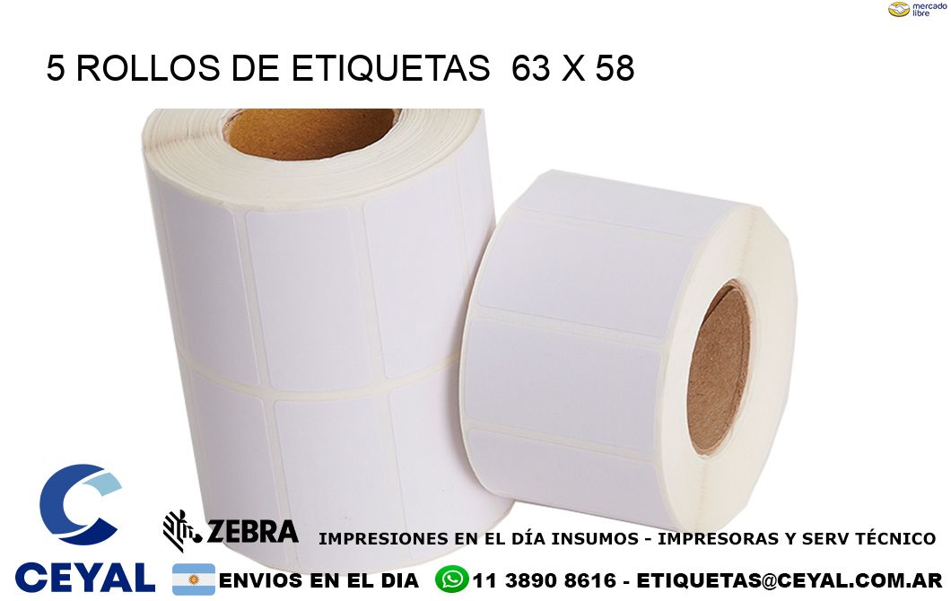5 ROLLOS DE ETIQUETAS  63 x 58