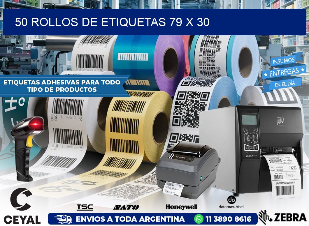 50 ROLLOS DE ETIQUETAS 79 x 30