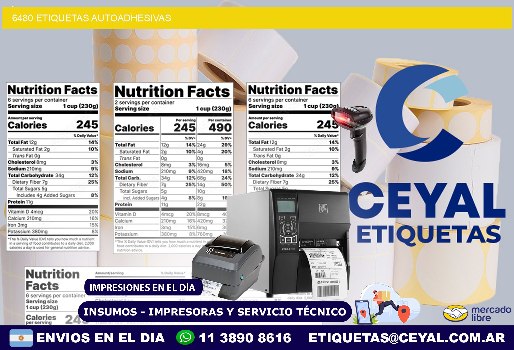 6480 etiquetas autoadhesivas