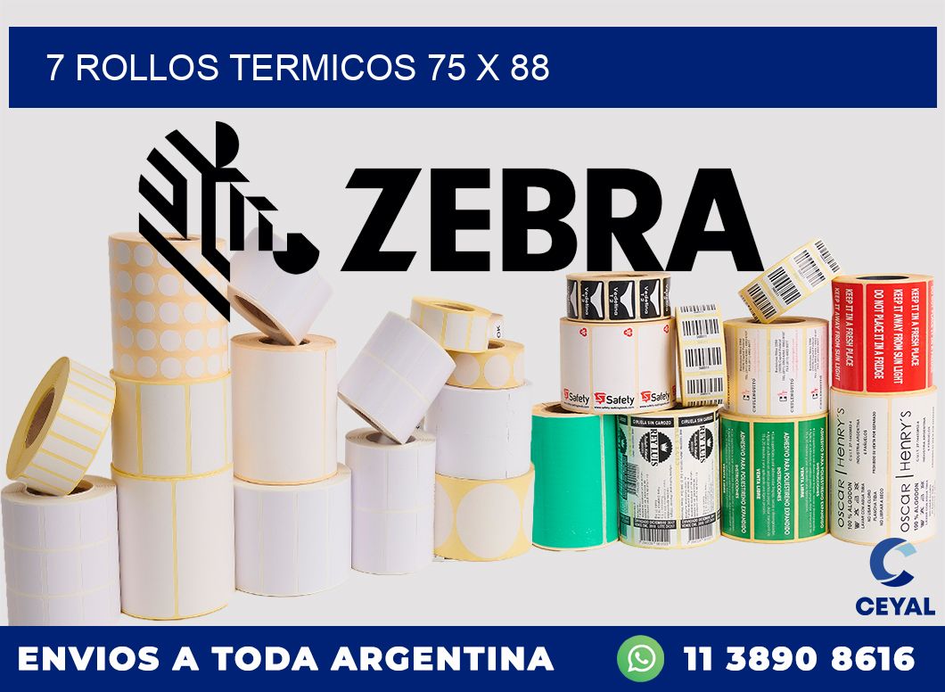 7 ROLLOS TERMICOS 75 x 88