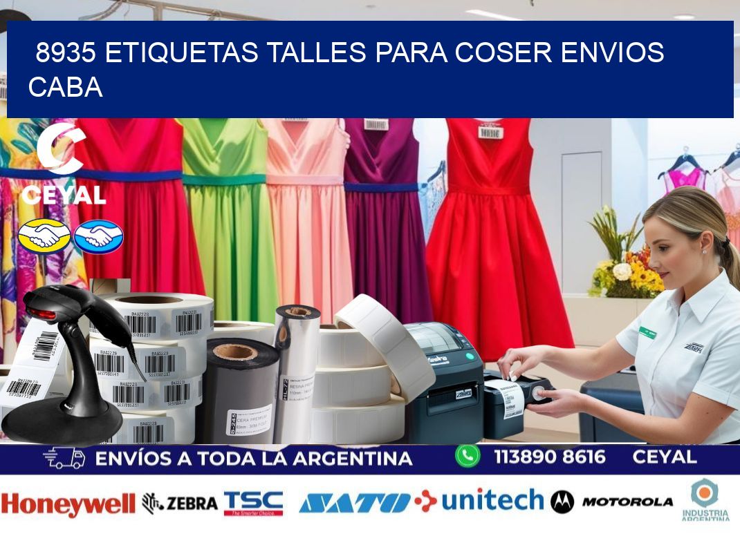 8935 ETIQUETAS TALLES PARA COSER ENVIOS CABA