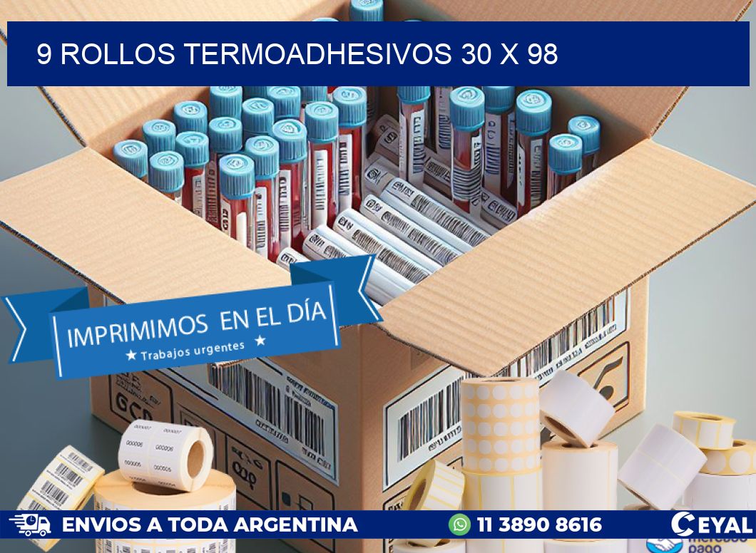 9 ROLLOS TERMOADHESIVOS 30 x 98
