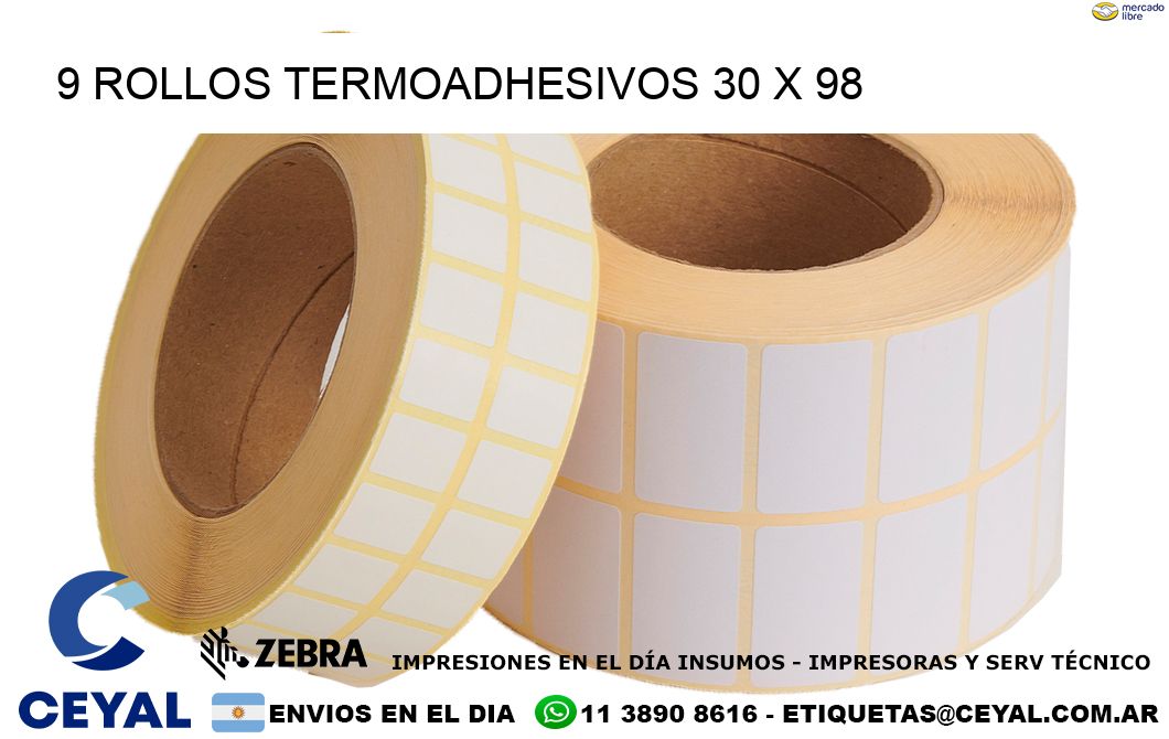 9 ROLLOS TERMOADHESIVOS 30 x 98