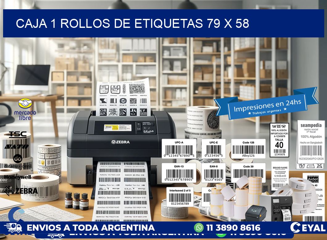 CAJA 1 ROLLOS DE ETIQUETAS 79 x 58
