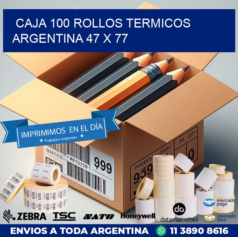 CAJA 100 ROLLOS TERMICOS ARGENTINA 47 x 77