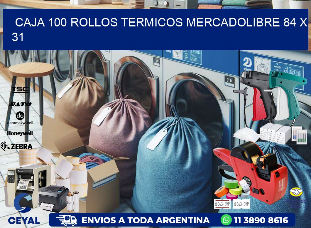 CAJA 100 ROLLOS TERMICOS MERCADOLIBRE 84 x 31
