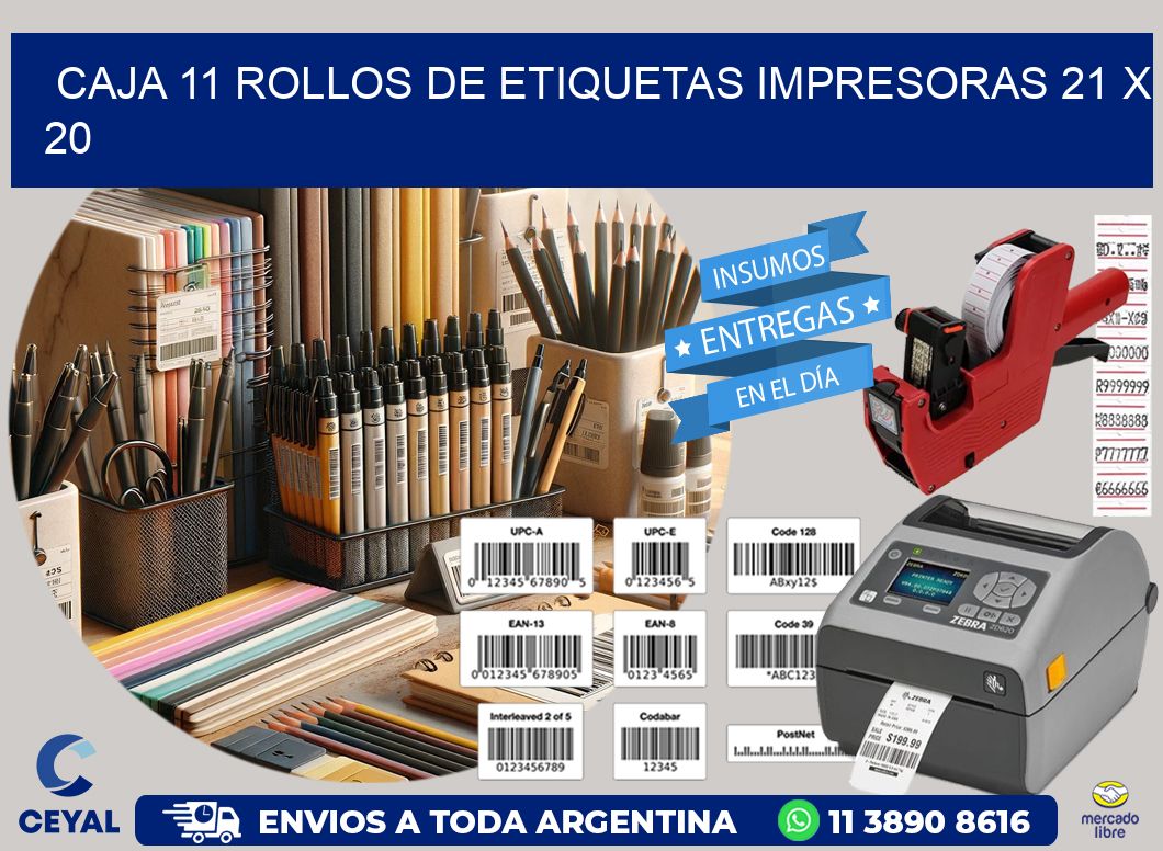 CAJA 11 ROLLOS DE ETIQUETAS IMPRESORAS 21 x 20