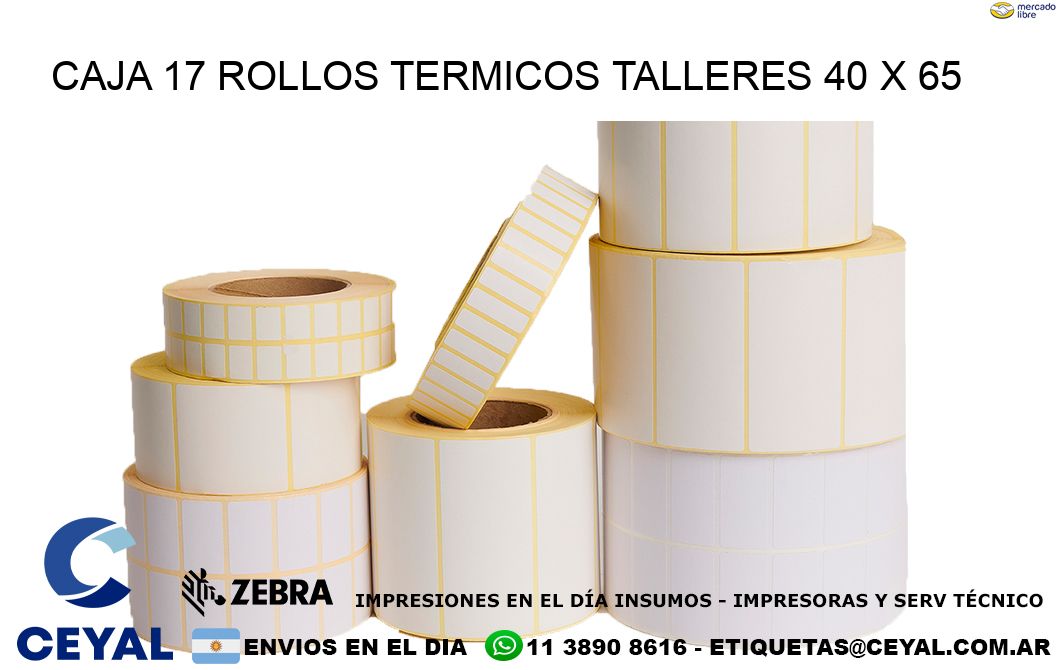 CAJA 17 ROLLOS TERMICOS TALLERES 40 x 65