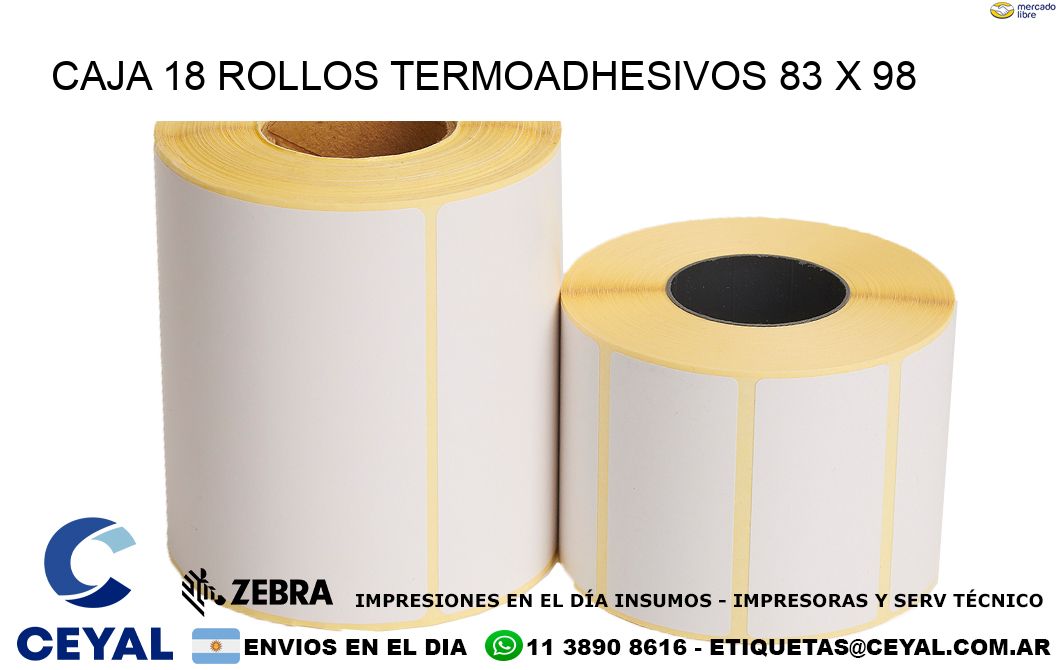 CAJA 18 ROLLOS TERMOADHESIVOS 83 x 98