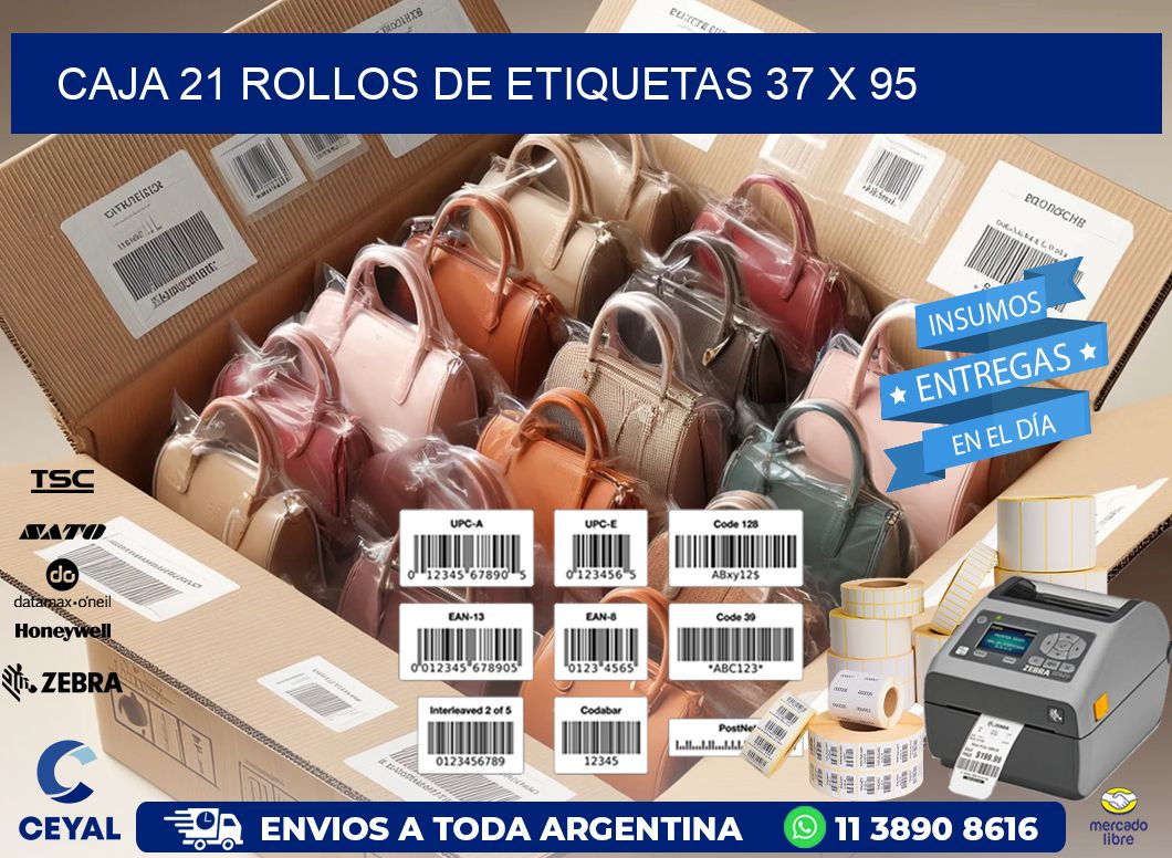 CAJA 21 ROLLOS DE ETIQUETAS 37 x 95