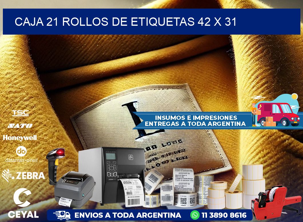 CAJA 21 ROLLOS DE ETIQUETAS 42 x 31