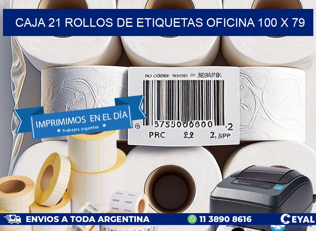 CAJA 21 ROLLOS DE ETIQUETAS OFICINA 100 x 79