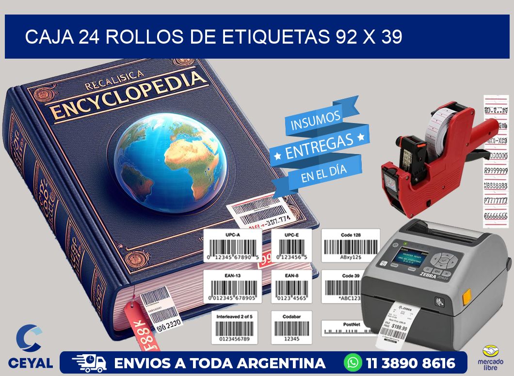 CAJA 24 ROLLOS DE ETIQUETAS 92 x 39