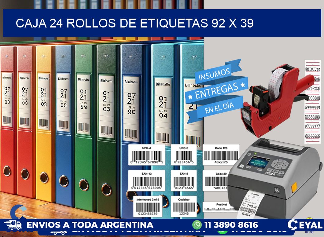 CAJA 24 ROLLOS DE ETIQUETAS 92 x 39