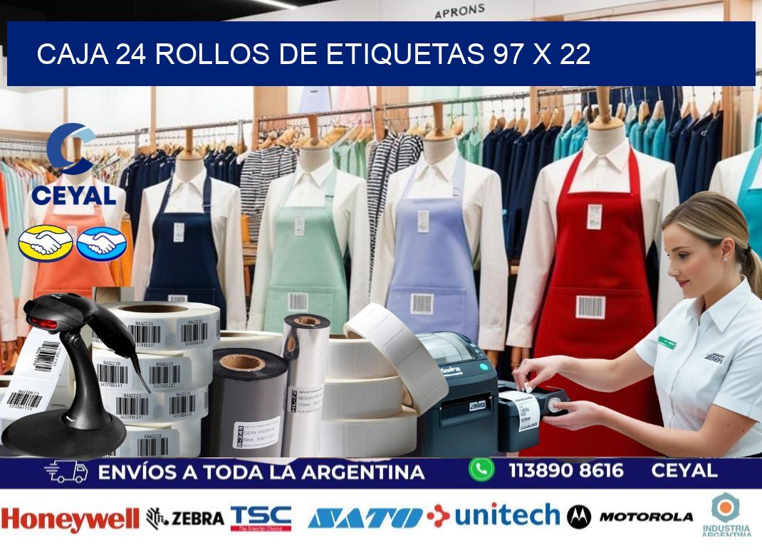 CAJA 24 ROLLOS DE ETIQUETAS 97 x 22