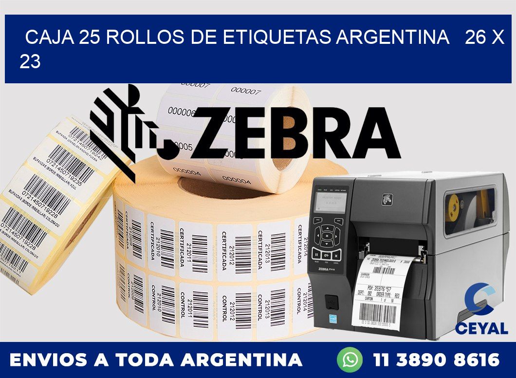 CAJA 25 ROLLOS DE ETIQUETAS ARGENTINA   26 x 23