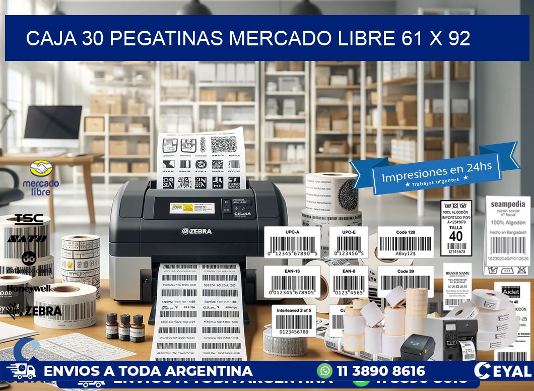 CAJA 30 PEGATINAS MERCADO LIBRE 61 x 92