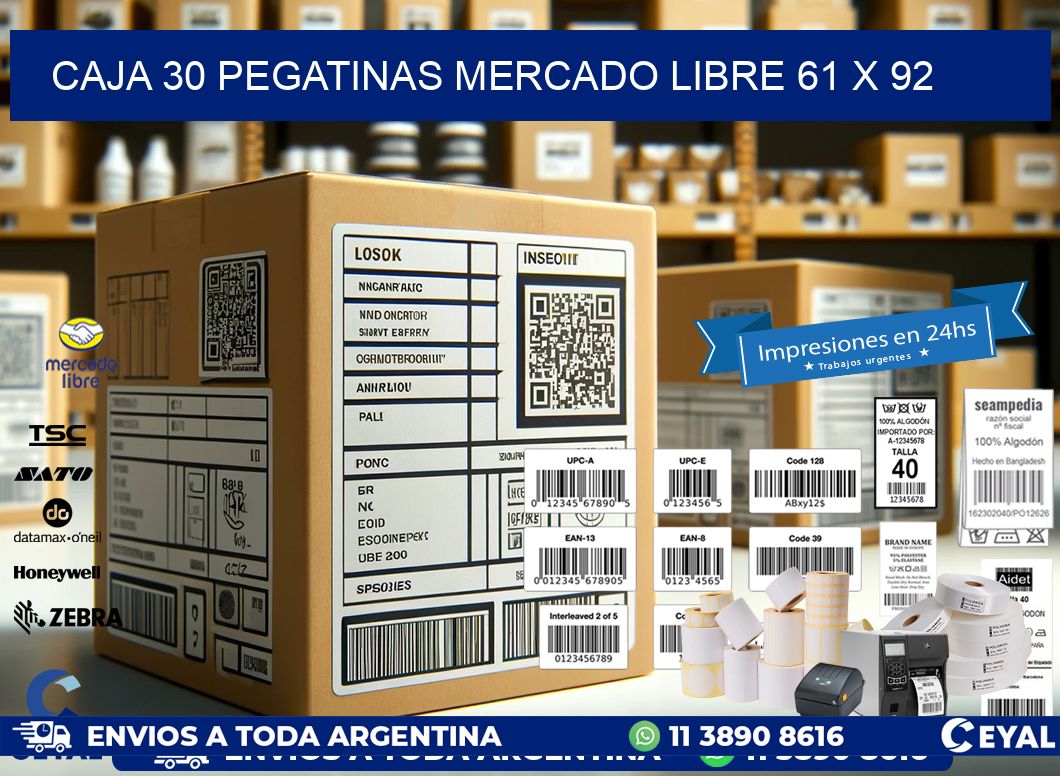 CAJA 30 PEGATINAS MERCADO LIBRE 61 x 92