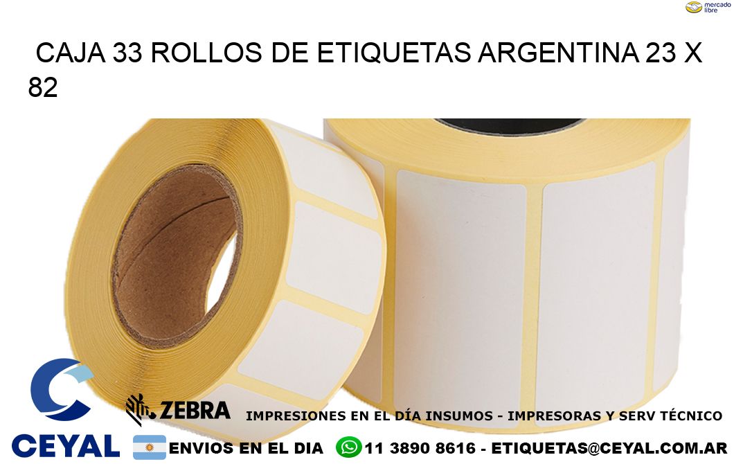 CAJA 33 ROLLOS DE ETIQUETAS ARGENTINA 23 x 82