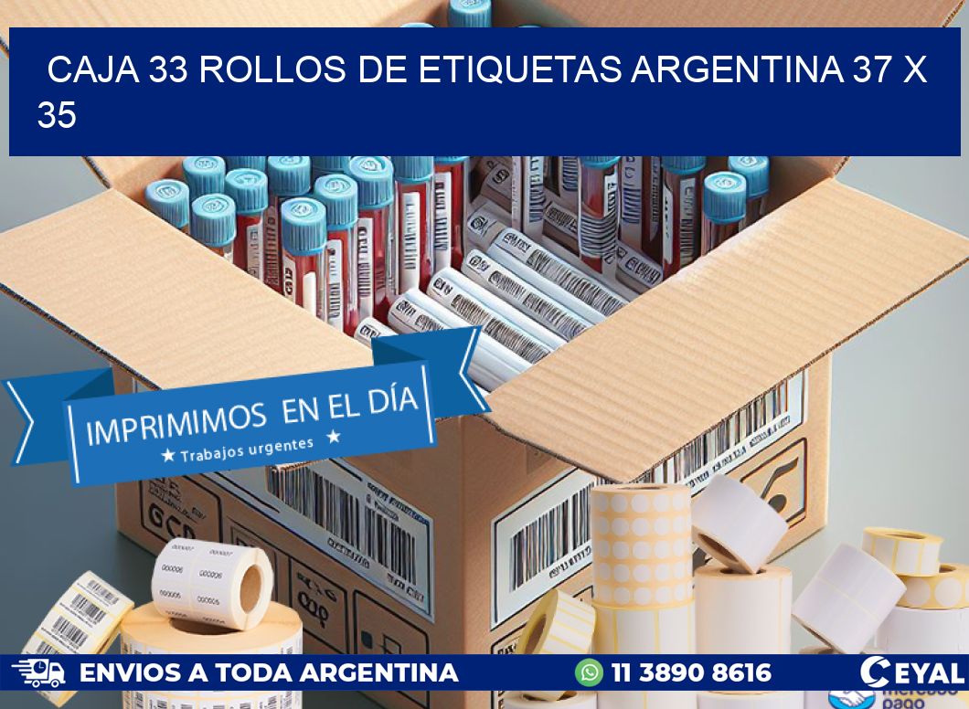 CAJA 33 ROLLOS DE ETIQUETAS ARGENTINA 37 x 35