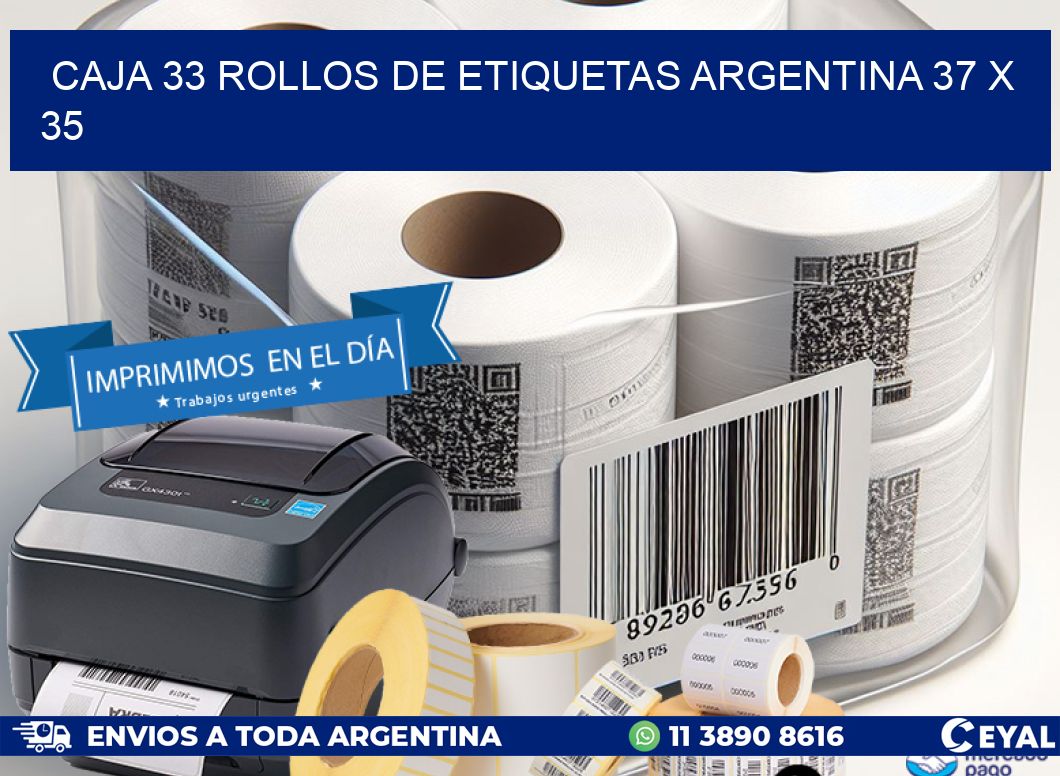 CAJA 33 ROLLOS DE ETIQUETAS ARGENTINA 37 x 35